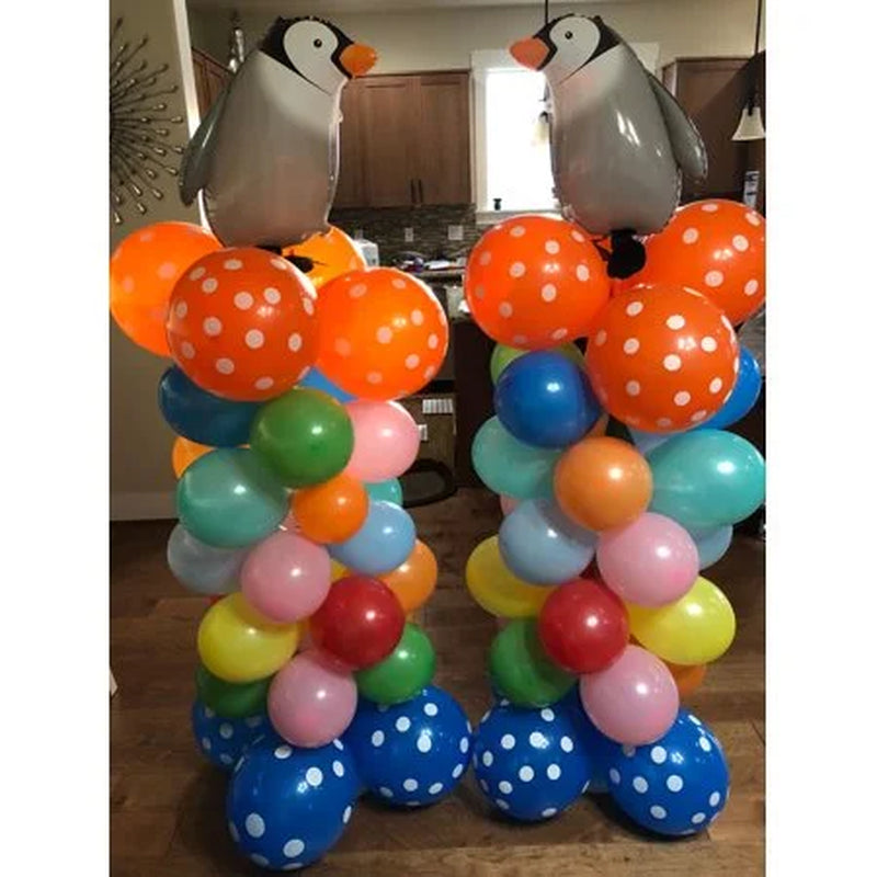 Easy Set up Balloon Column Stand Party Decoration Kits, Plastic Metal White, 2 Piece