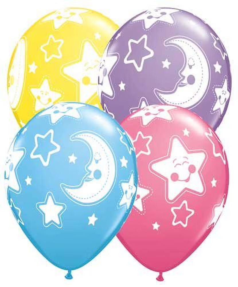 7 Pc Baby Boy Sleeping Moon Balloon Bouquet Party Decoration Welcome Home Star