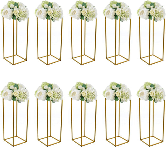 4/10 Pcs Gold Wedding Flower Stand Metal Vase Column Stand Geometric Centerpiece Vase (Style1)