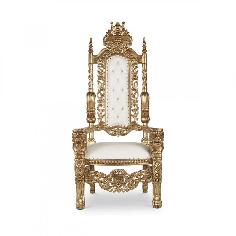 Chaise Trône de Roi Dorée