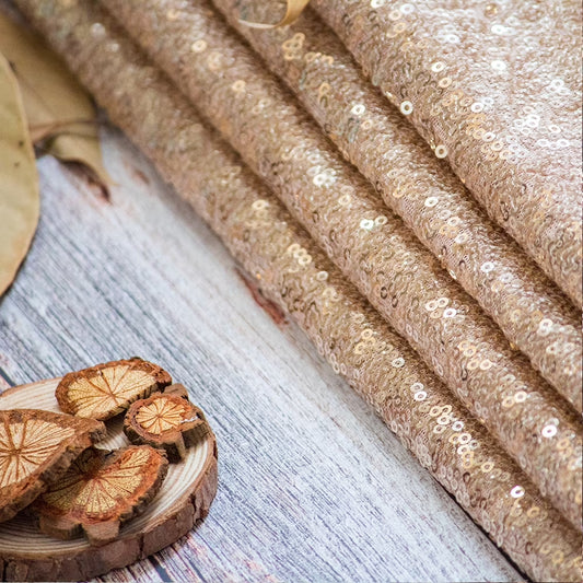 Champagne Sequin Backdrop Curtain 8Ft X 8Ft Glitter Photo Booth Backdrop for Party
