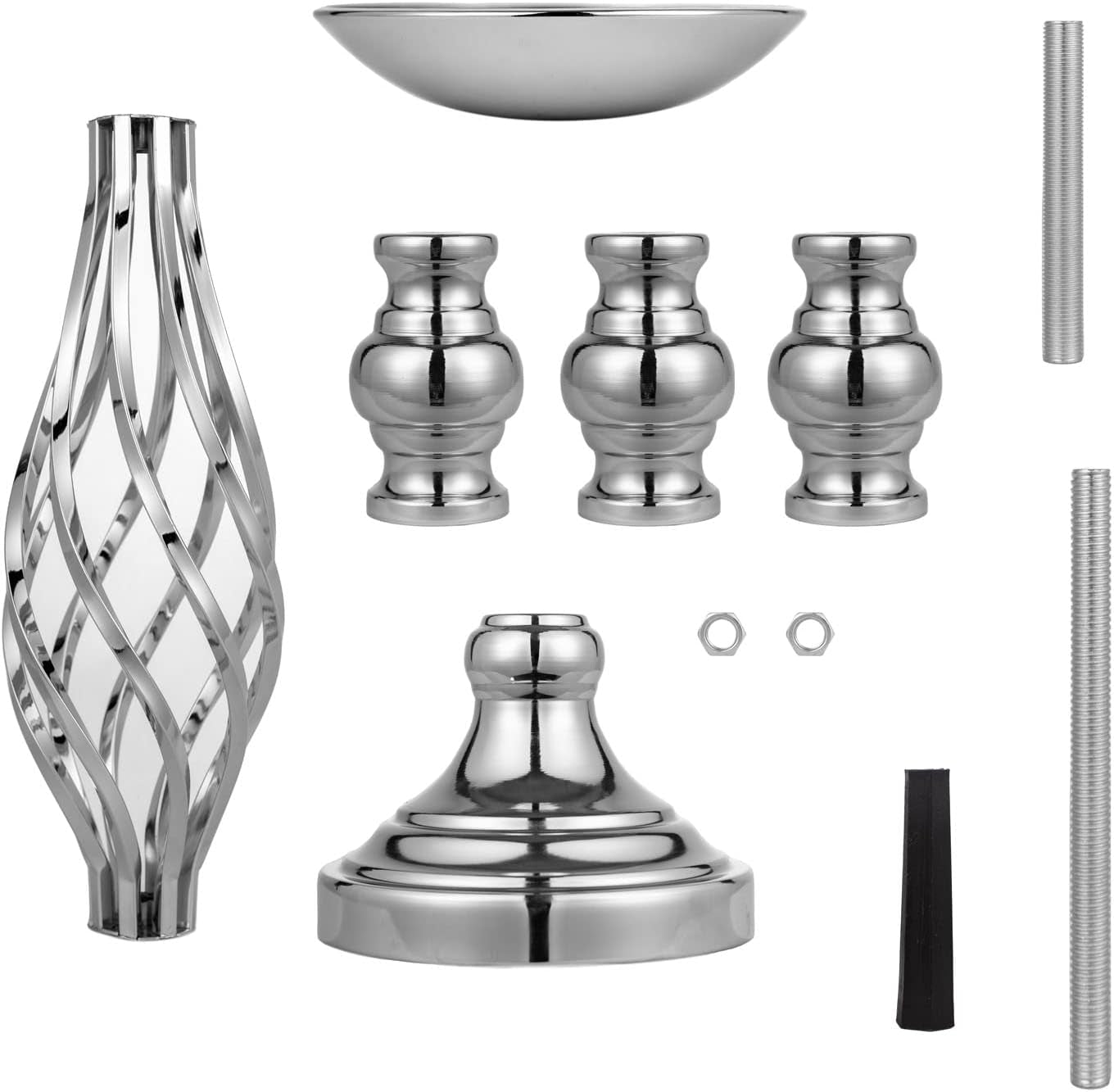 Silver Wedding Vases for Table Centerpieces - 2Pcs of Twist Candleholder Stands, Elegant Floral Arrangement Vases, Metal Centerpieces for Reception Table Wedding Road-Leading Home Decor