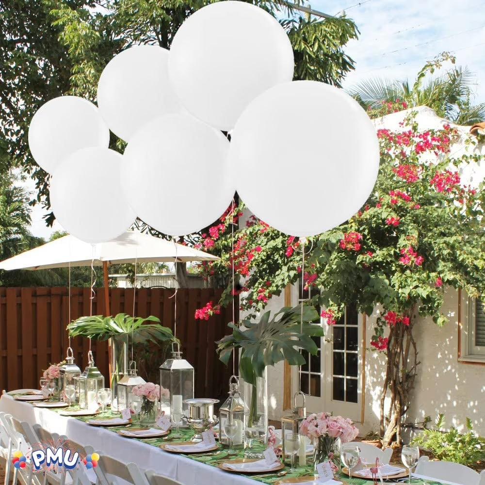 Premium Latex Balloons - Jumbo Size Balloons for Birthdays, Wedding Parties, Baby Shower, Indoor & Outdoor Party Events & Decoration Supplies - Made in USA, 36 Inch Snow White, Pkg/12