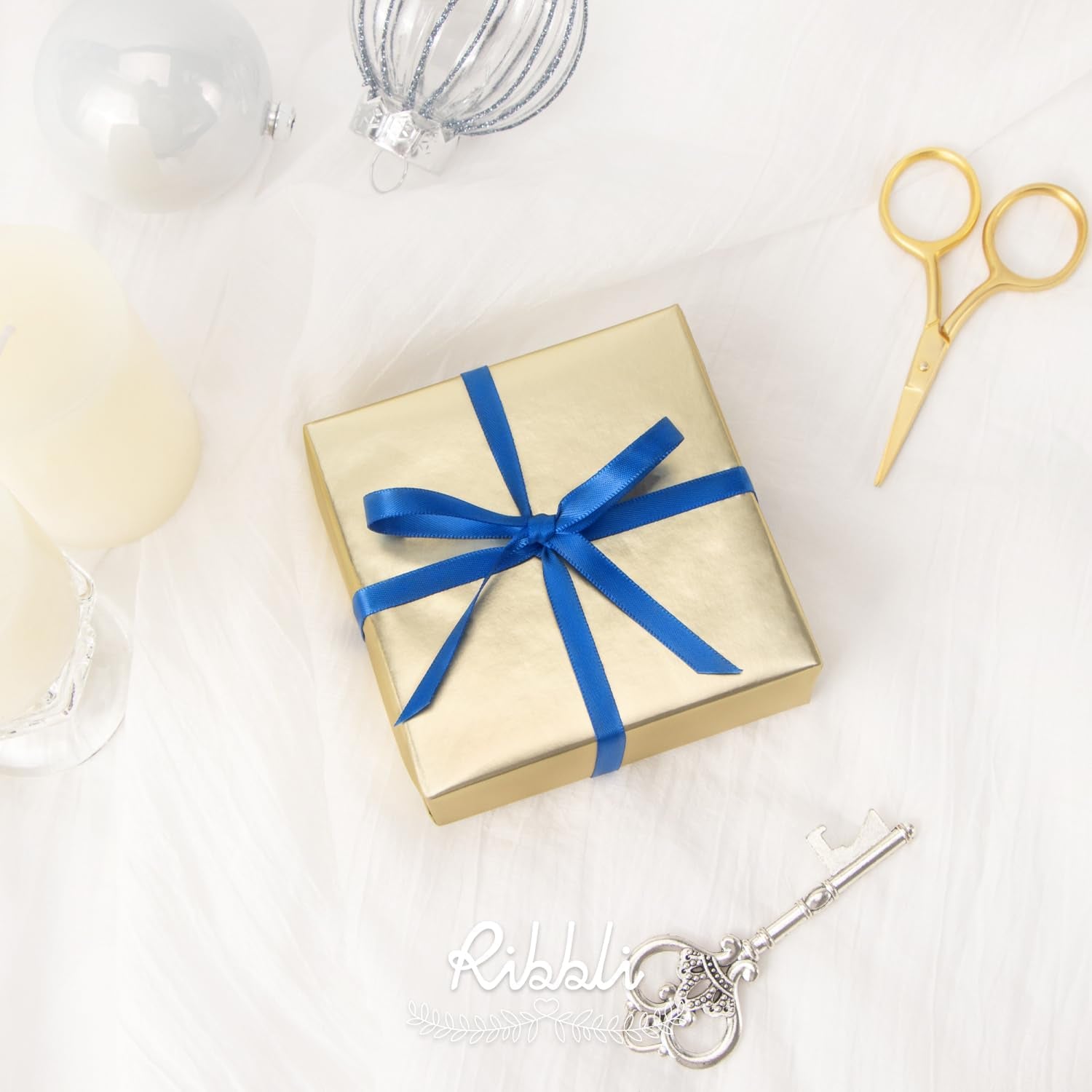 Royal Blue Double Faced Satin Ribbon,1/4” X Continuous 25 Yards,Use for Bows Bouquet,Gift Wrapping,Baby Shower,Floral Arrangement