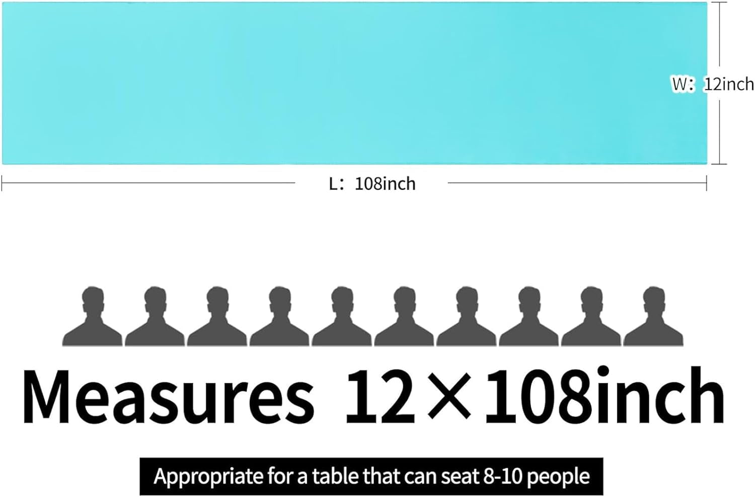 10-Pack Satin Table Runner Turquoise 12 X 108 Inches Long, Table Runners for Wedding, Birthday Parties, Banquets Decorations（10 Pack, 12X108 Inch, Turquoise）