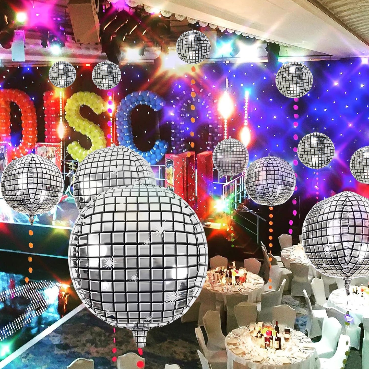 Disco Foil Balloons, Silver Themed Bachelorette Party, Birthday Party Decoration (18Pcs)