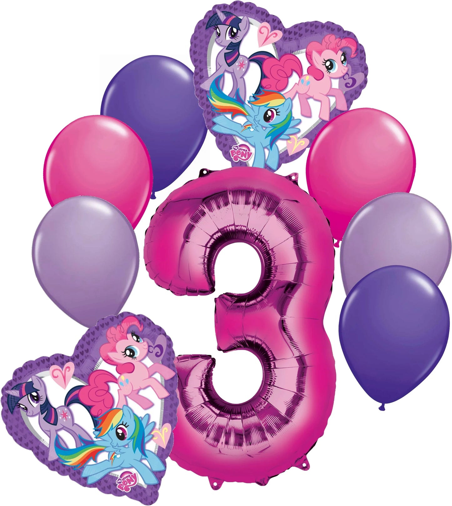 9 Pc My Little Pony Heart Balloon Bouquet 3Rd Birthday Party Decoration Birthday