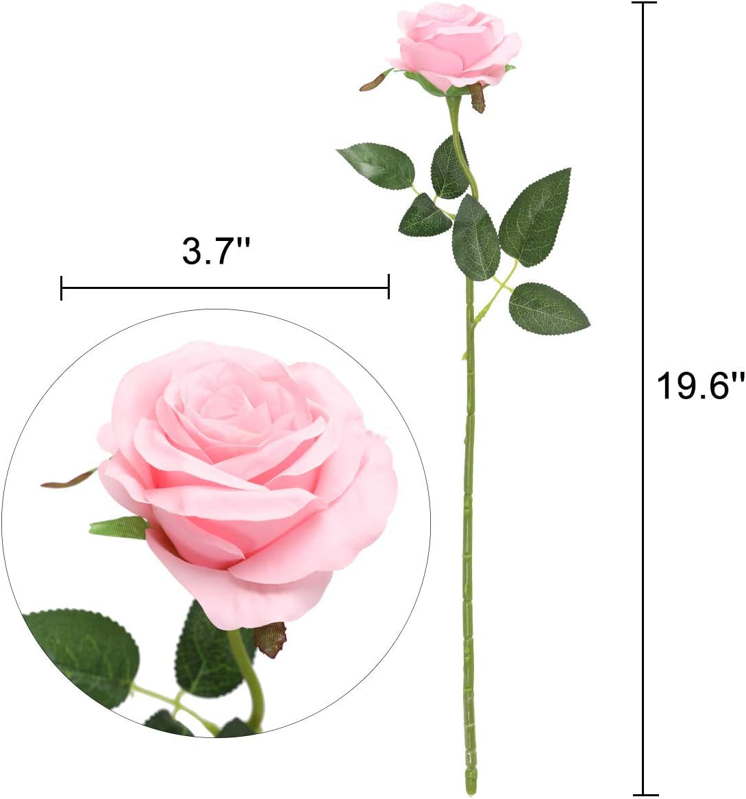 Artificial Silk Rose Flower Bouquet Lifelike Fake Rose for Wedding Home Party Decoration Event Gift 10Pcs (Pink)