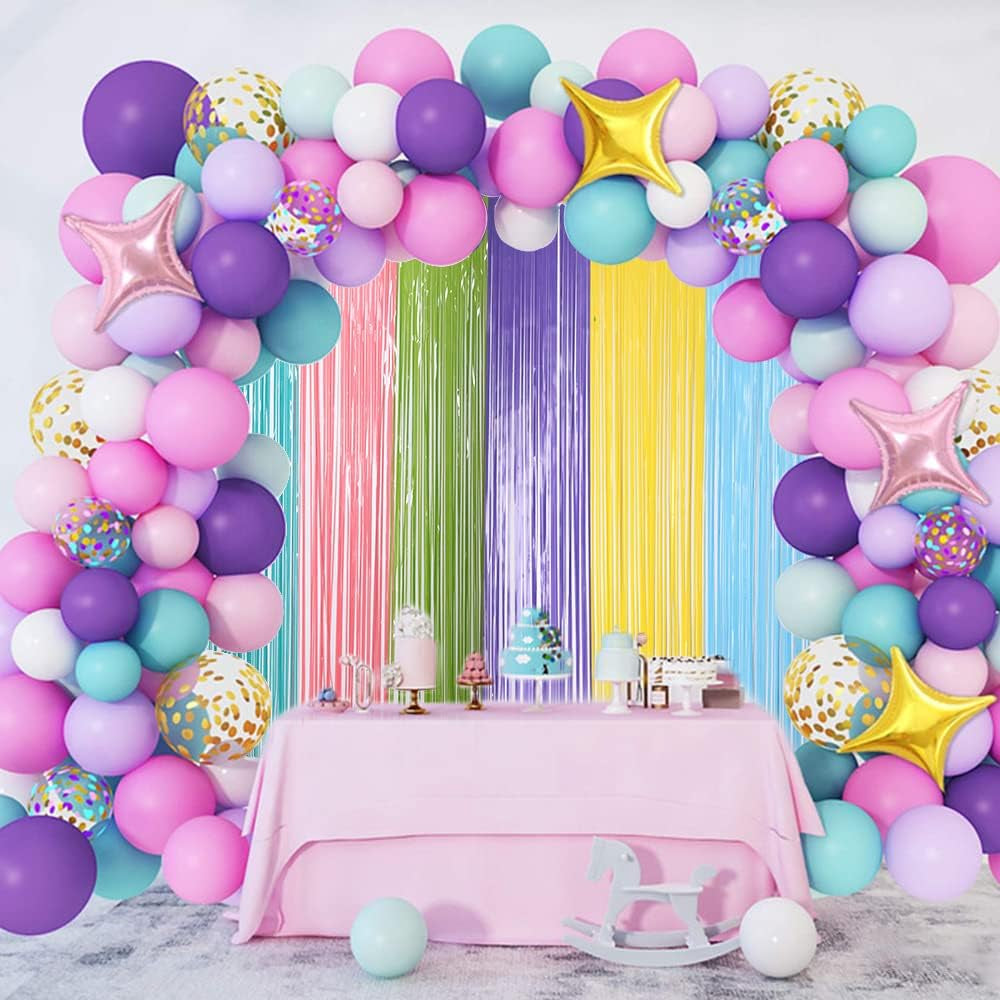 3Pcs Macaron Green Tinsel Foil Fringe Backdrop Curtains Party Decoration - Party Door Wall Streamer Photo Backdrop for Birthday Wedding Engagement Bridal Shower Decoration
