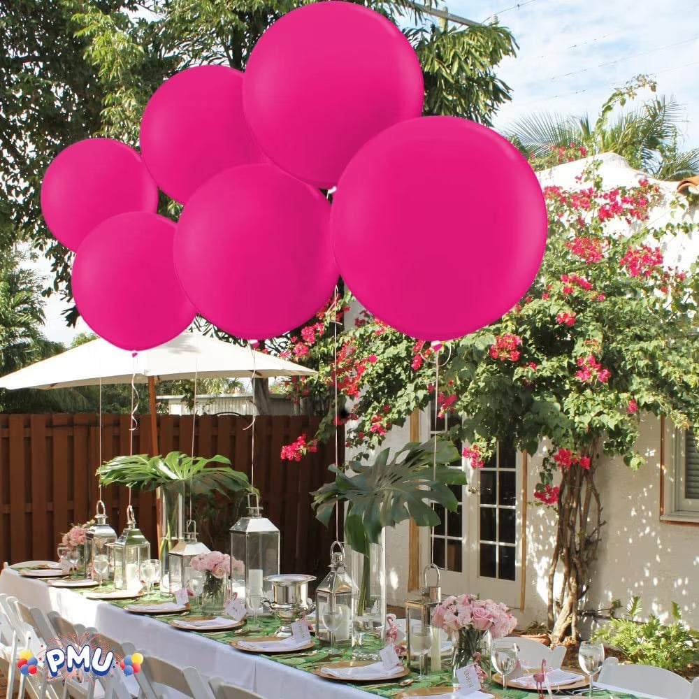 Premium Latex Balloons - Jumbo Size Balloons for Birthdays, Wedding Parties, Baby Shower, Indoor & Outdoor Party Events & Decoration Supplies - Made in USA, 36 Inch Hot Pink, Pkg/6