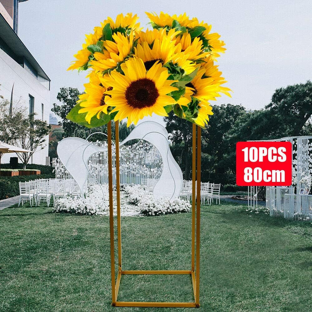 4/10 Pcs Gold Wedding Flower Stand Metal Vase Column Stand Geometric Centerpiece Vase (Style1)