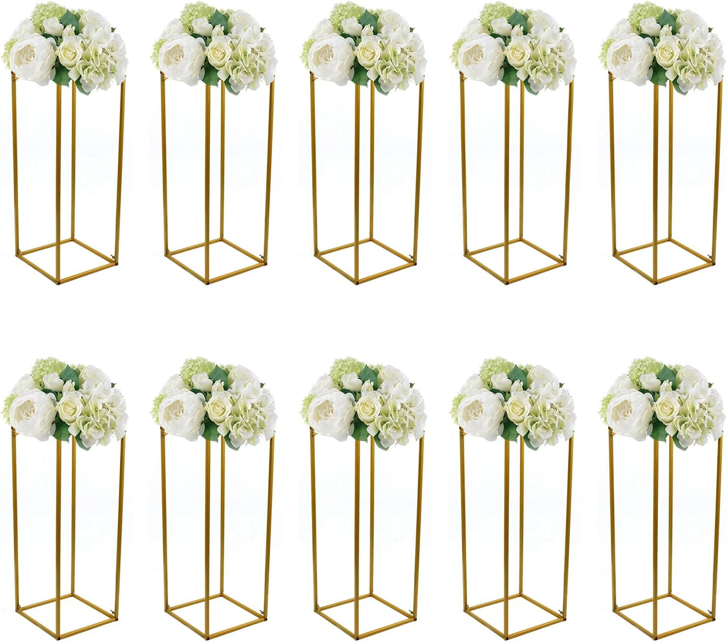 4/10 Pcs Gold Wedding Flower Stand Metal Vase Column Stand Geometric Centerpiece Vase (Style1)