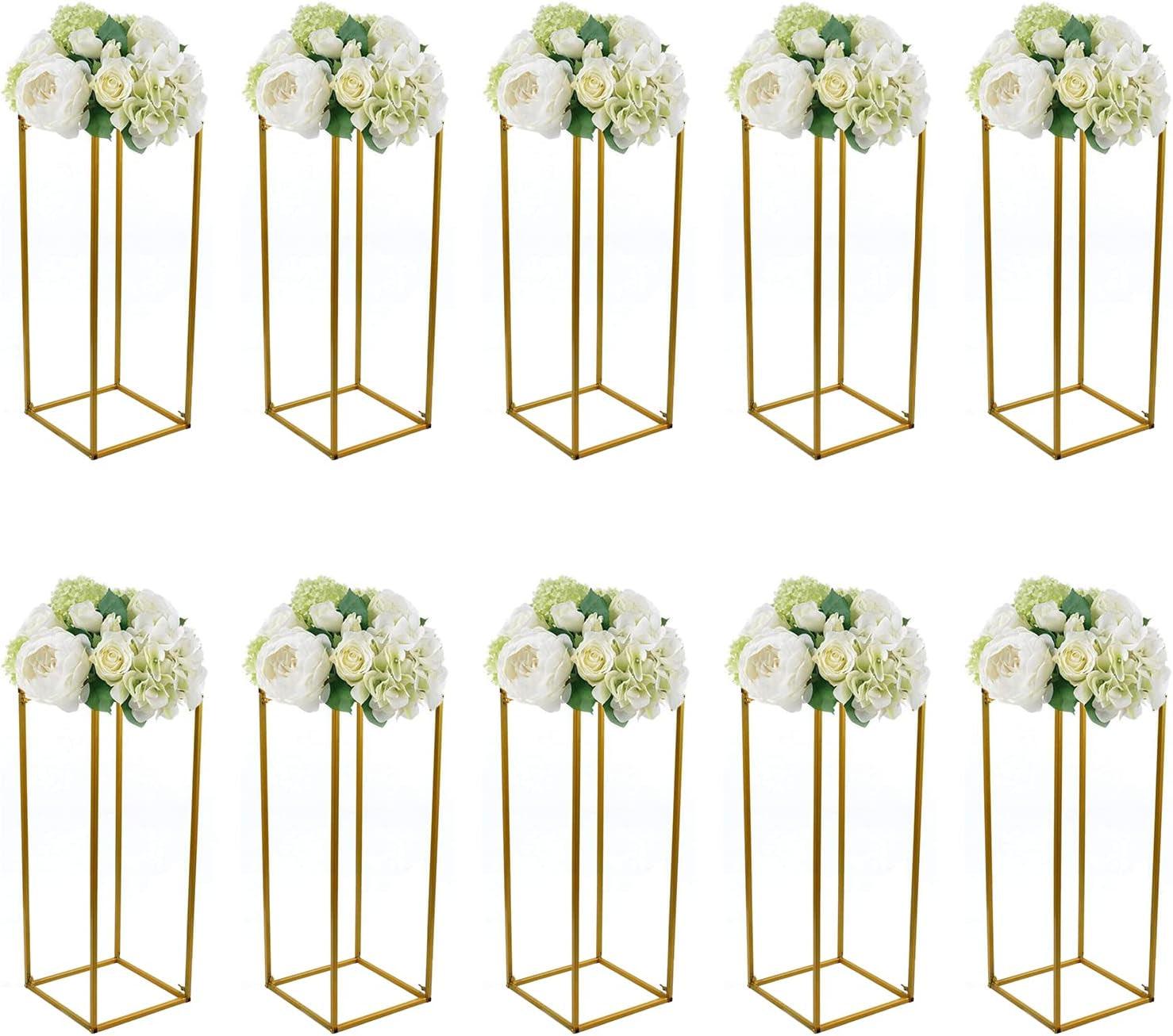 4/10 Pcs Gold Wedding Flower Stand Metal Vase Column Stand Geometric Centerpiece Vase (Style1)