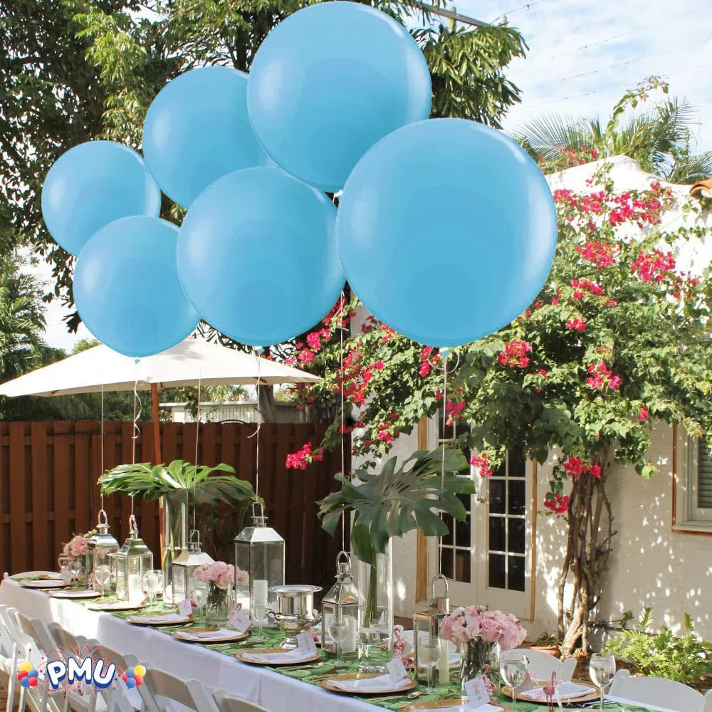 Premium Latex Balloons - Jumbo Size Balloons for Birthdays, Wedding Parties, Baby Shower, Indoor & Outdoor Party Events & Decoration Supplies - Made in USA, 36 Inch Azure Blue, Pkg/6