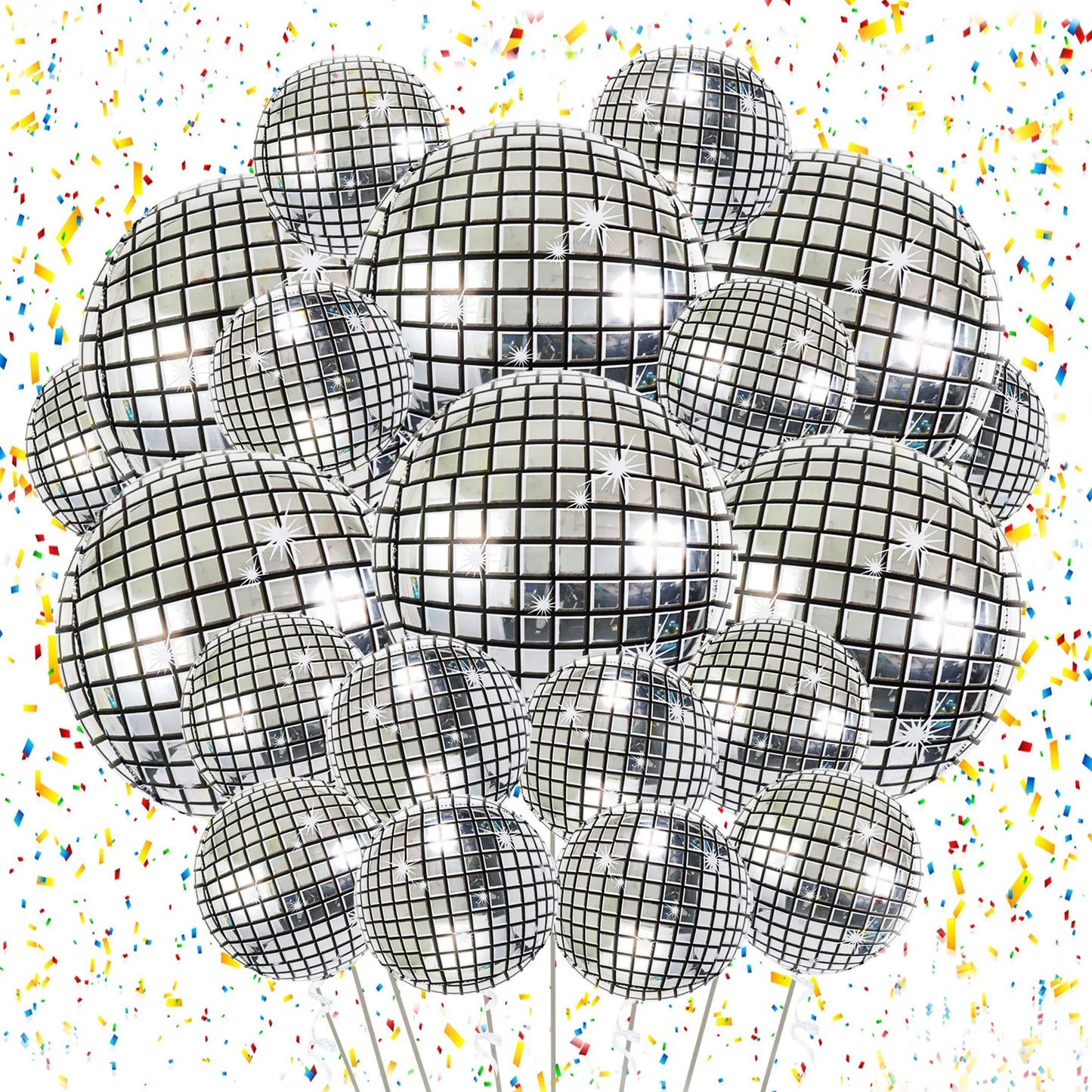 Disco Foil Balloons, Silver Themed Bachelorette Party, Birthday Party Decoration (18Pcs)