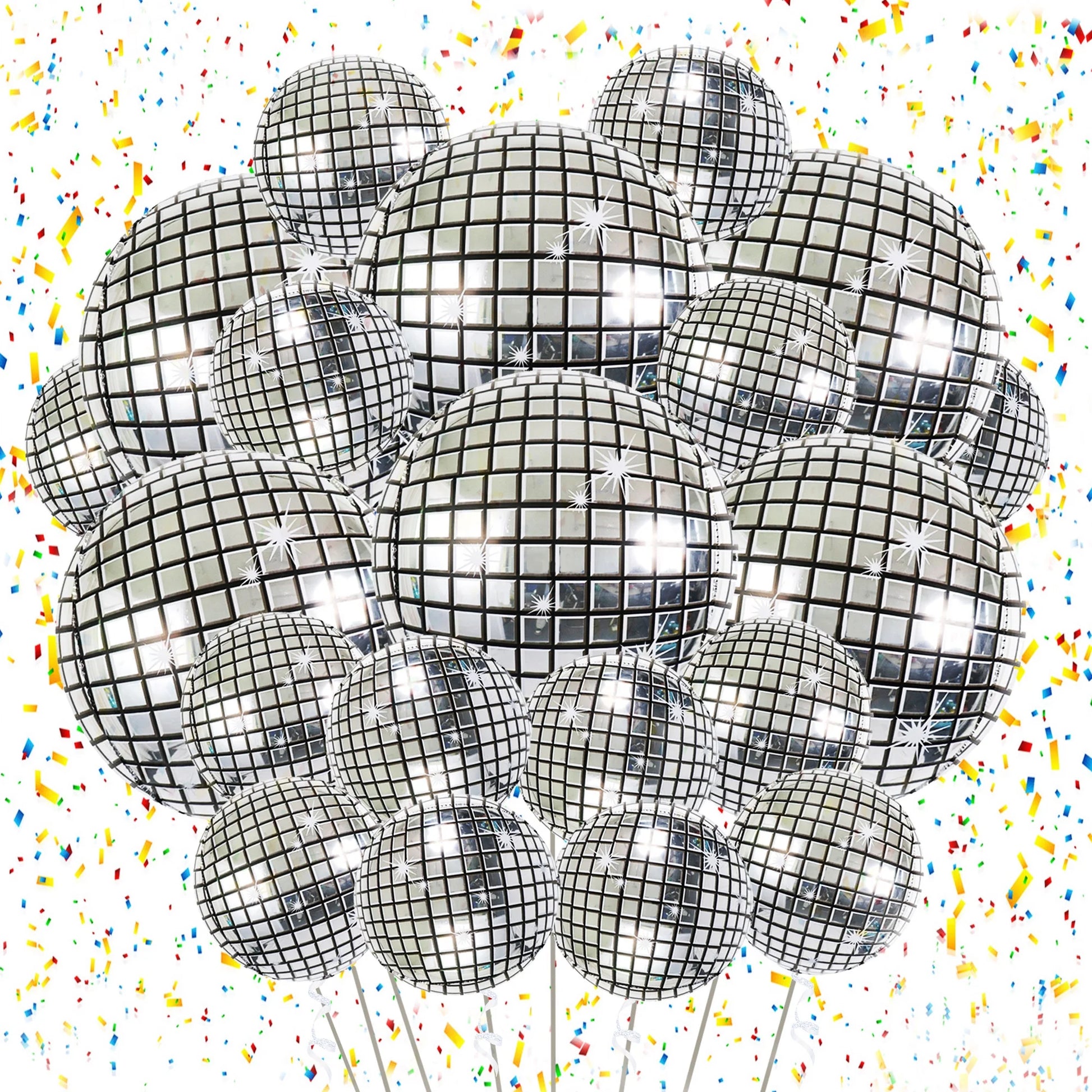Disco Foil Balloons, Silver Themed Bachelorette Party, Birthday Party Decoration (18Pcs)