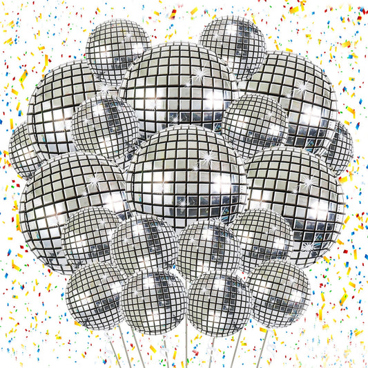 Disco Foil Balloons, Silver Themed Bachelorette Party, Birthday Party Decoration (18Pcs)