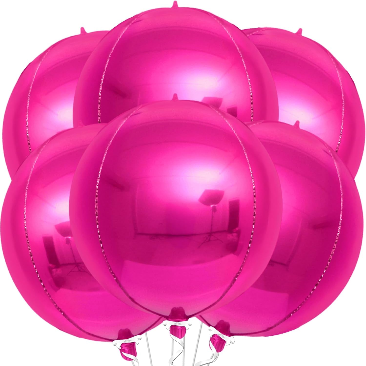 , Big Hot Pink Balloons - 22 Inch Pack of 6 | Hot Pink Foil Balloon for Pink Birthday Decorations, Pink Party Decorations, Gender Reveal | Metallic Balloons for Baby Shower, Bridal