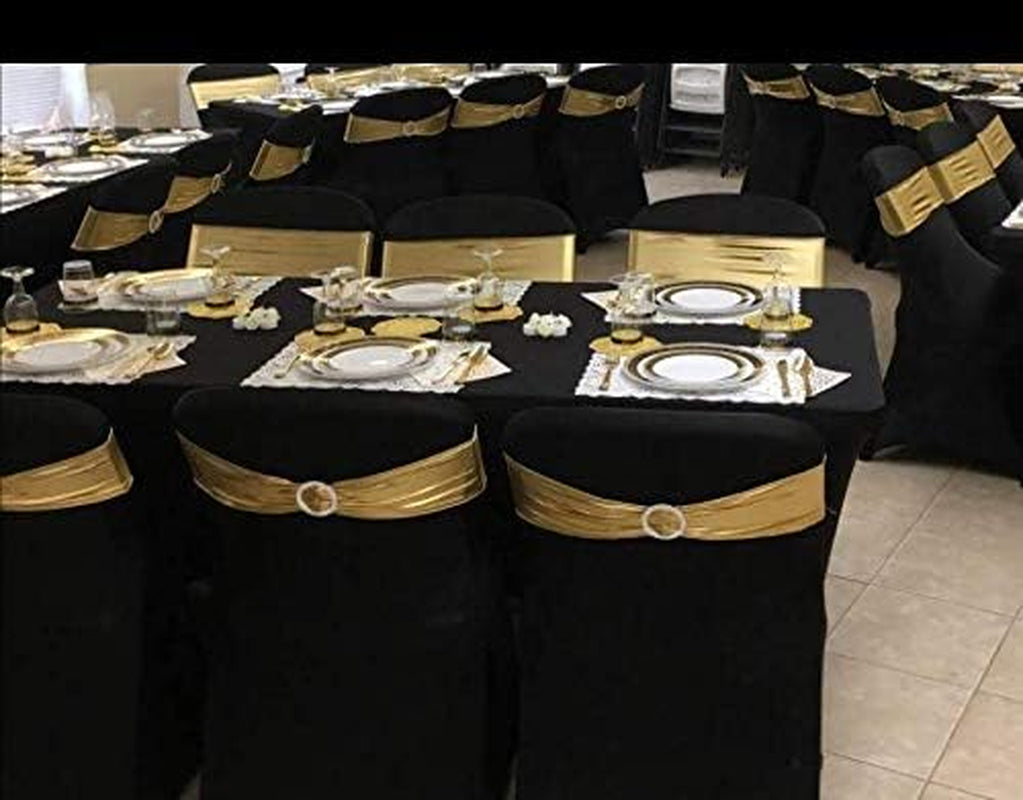 Premium 8Ft Tablecloth Rectangular Spandex Linen - Black Table Cloth Fitted Cover for 8 Foot Folding Table, Wedding Linens Banquet Cloths Rectangle Covers