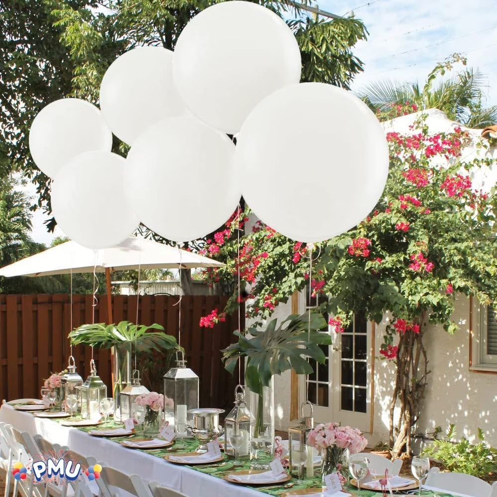 Premium Latex Balloons - Jumbo Size Balloons for Birthdays, Wedding Parties, Baby Shower, Indoor & Outdoor Party Events & Decoration Supplies - Made in USA, 36 Inch Pearl White, Pkg/4