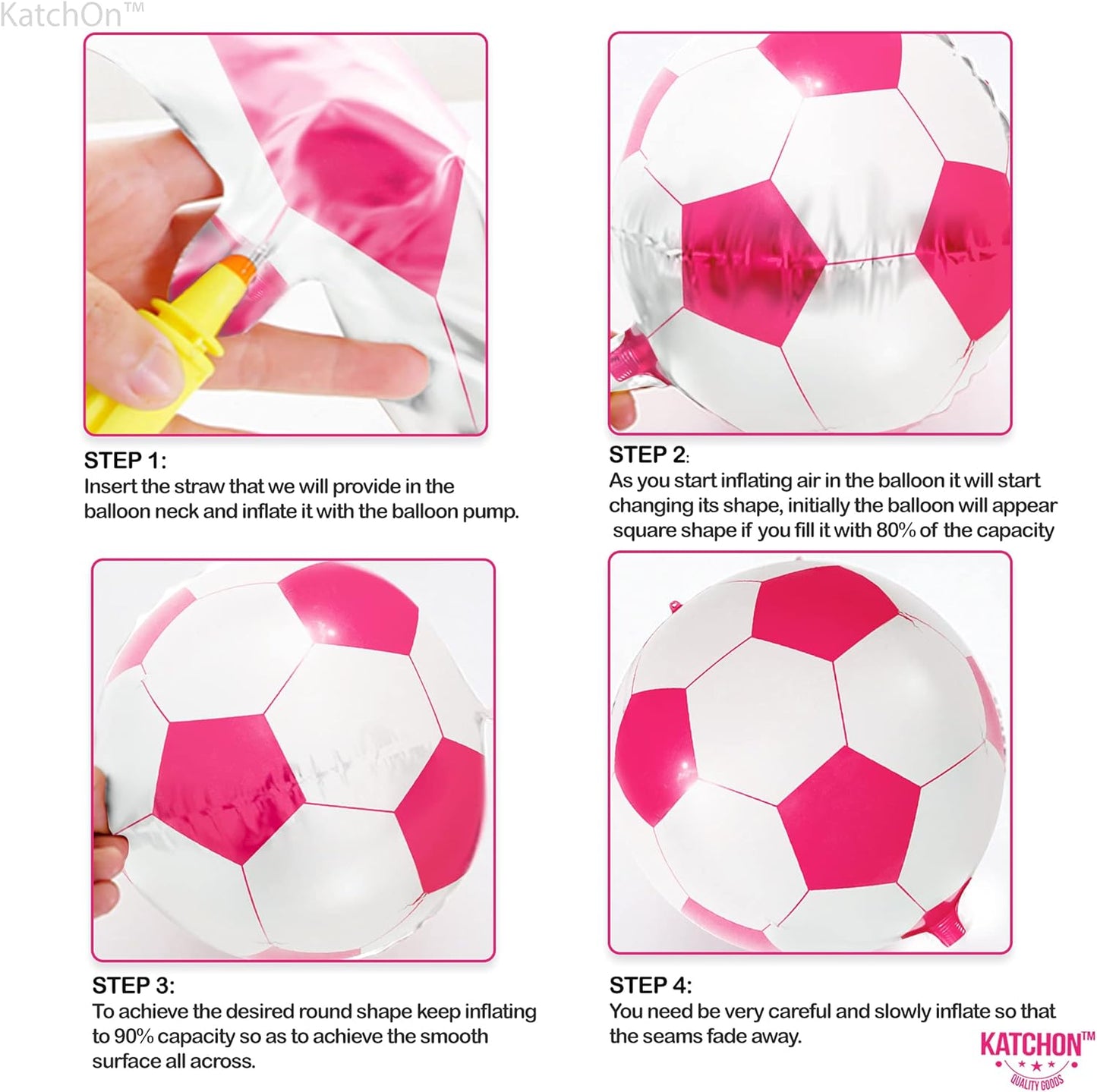 , Huge Pink Soccer Balloons - 22 Inch, Pack of 6 | Soccer Birthday Party Decorations, Sports Themed Party Decorations | Soccer Decorations for Party with Pink and White Balloons