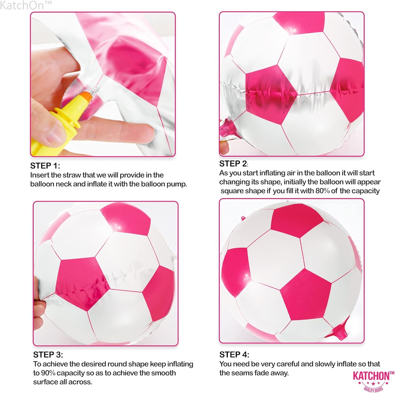 , Huge Pink Soccer Balloons - 22 Inch, Pack of 6 | Soccer Birthday Party Decorations, Sports Themed Party Decorations | Soccer Decorations for Party with Pink and White Balloons