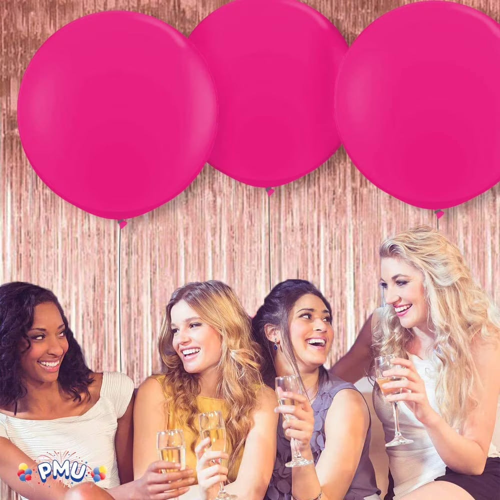 Premium Latex Balloons - Jumbo Size Balloons for Birthdays, Wedding Parties, Baby Shower, Indoor & Outdoor Party Events & Decoration Supplies - Made in USA, 36 Inch Hot Pink, Pkg/6