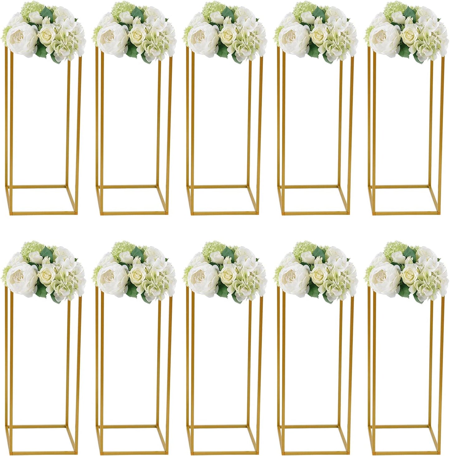 10Pcs Vases for Centerpieces Gold Wedding Flower Stand Wedding Arch Stand Metal Vase Column Stand Geometric Centerpiece Vase (Style3)