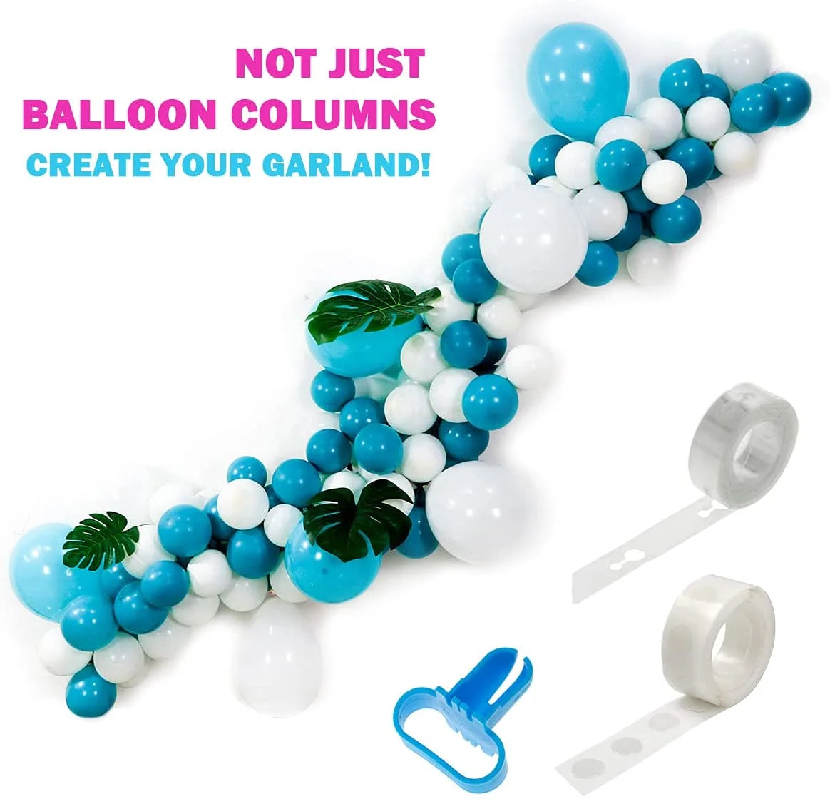 Easy Set up Balloon Column Stand Party Decoration Kits, Plastic Metal White, 2 Piece
