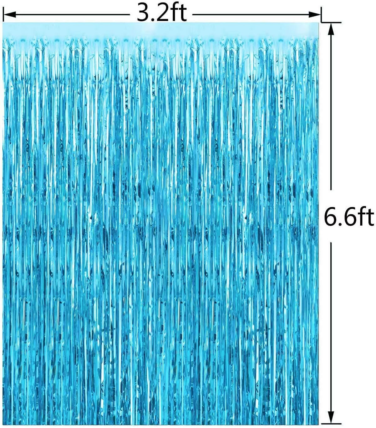 Foil Fringe Curtain, 3PCS 3.28FT X 6.56FT Metallic Tinsel Door Curtains Photo Booth Backdrop for Wedding Birthday Bridal Shower Baby Shower Bachelorette Christmas Party Decorations (Lake Blue)