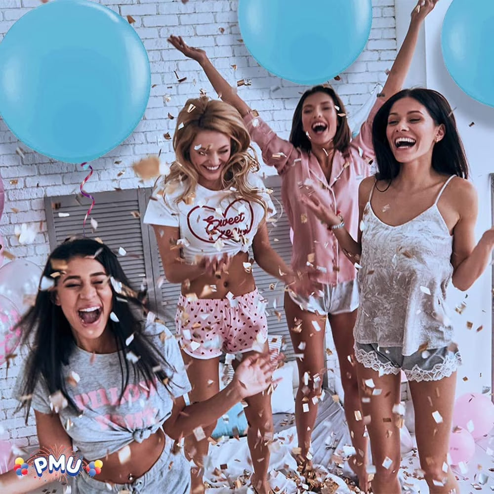 Premium Latex Balloons - Jumbo Size Balloons for Birthdays, Wedding Parties, Baby Shower, Indoor & Outdoor Party Events & Decoration Supplies - Made in USA, 36 Inch Azure Blue, Pkg/6
