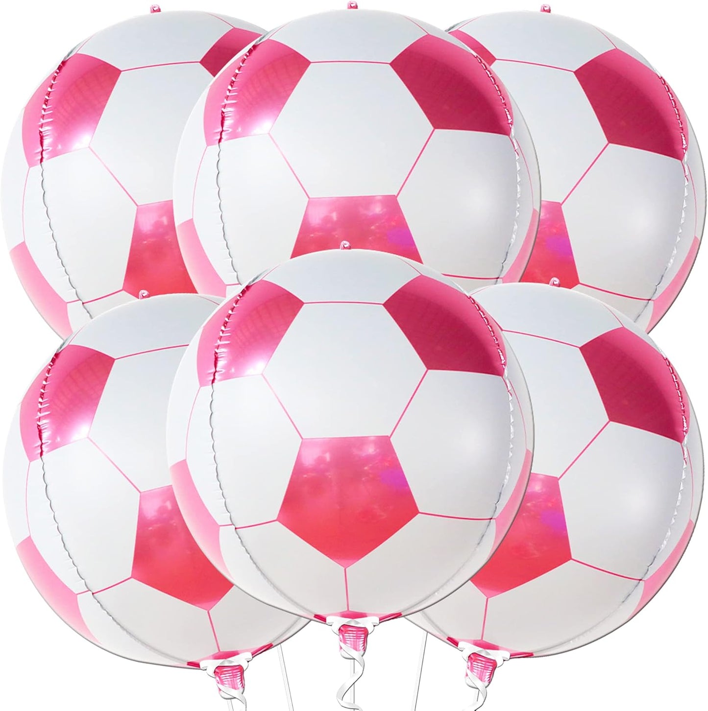 , Huge Pink Soccer Balloons - 22 Inch, Pack of 6 | Soccer Birthday Party Decorations, Sports Themed Party Decorations | Soccer Decorations for Party with Pink and White Balloons