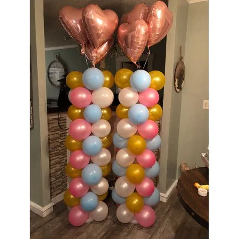 Easy Set up Balloon Column Stand Party Decoration Kits, Plastic Metal White, 2 Piece