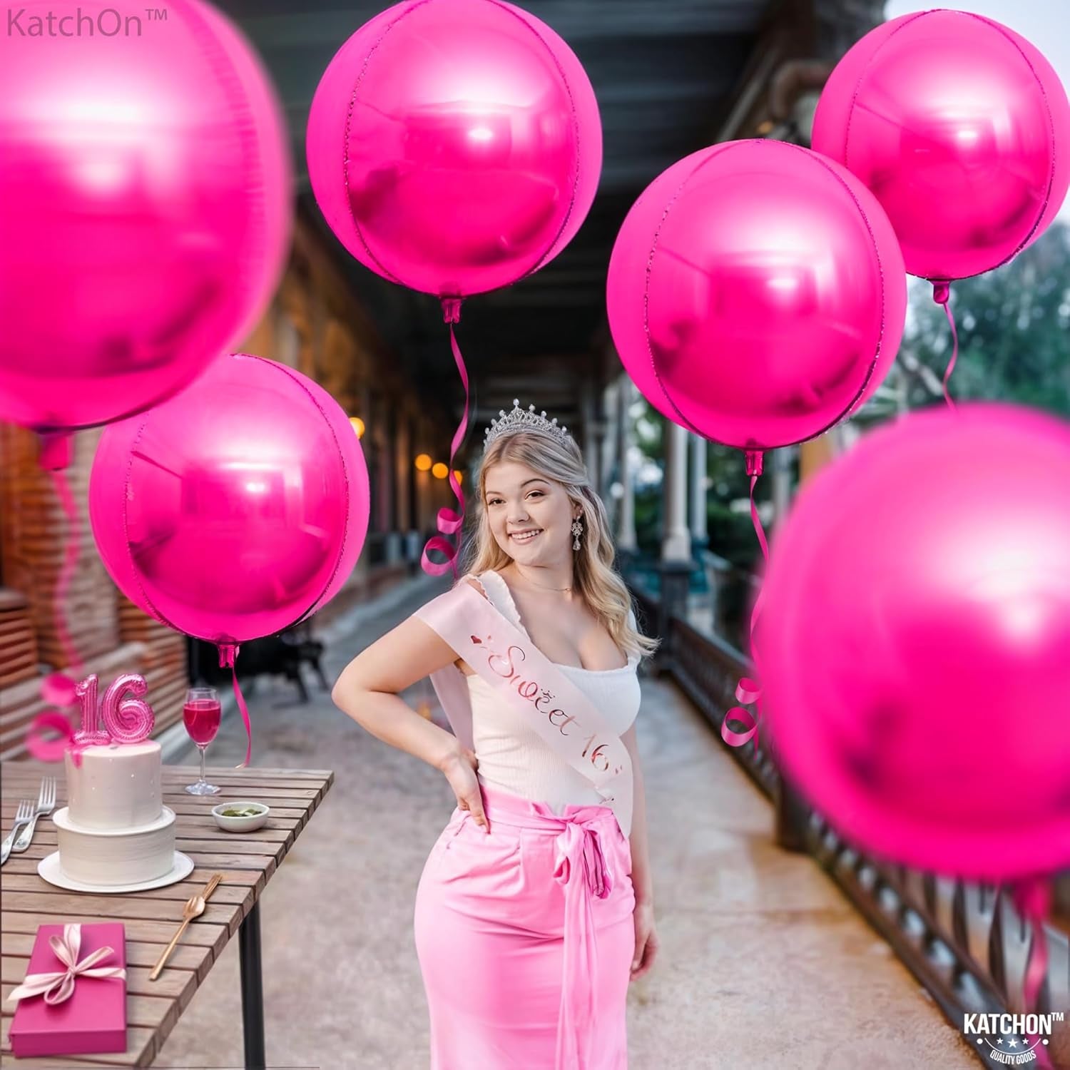 , Big Hot Pink Balloons - 22 Inch Pack of 6 | Hot Pink Foil Balloon for Pink Birthday Decorations, Pink Party Decorations, Gender Reveal | Metallic Balloons for Baby Shower, Bridal