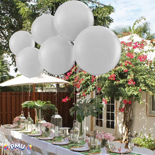 Premium Latex Balloons - Jumbo Size Balloons for Birthdays, Wedding Parties, Baby Shower, Indoor & Outdoor Party Events & Decoration Supplies - Made in USA, 36 Inch Silver, Pkg/12