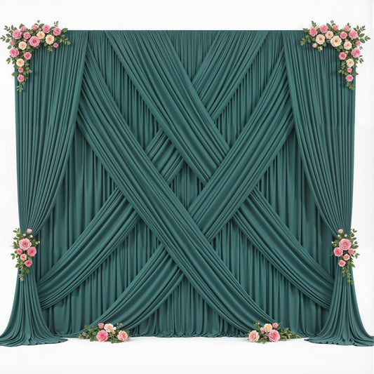 10Ft X 10Ft Hunter Green Backdrop Curtain for Parties Dark Green Wrinkle Free Backdrop Drapes Panels for Baby Shower Birthday Party Photo Photography Polyester Fabric Background Decoration