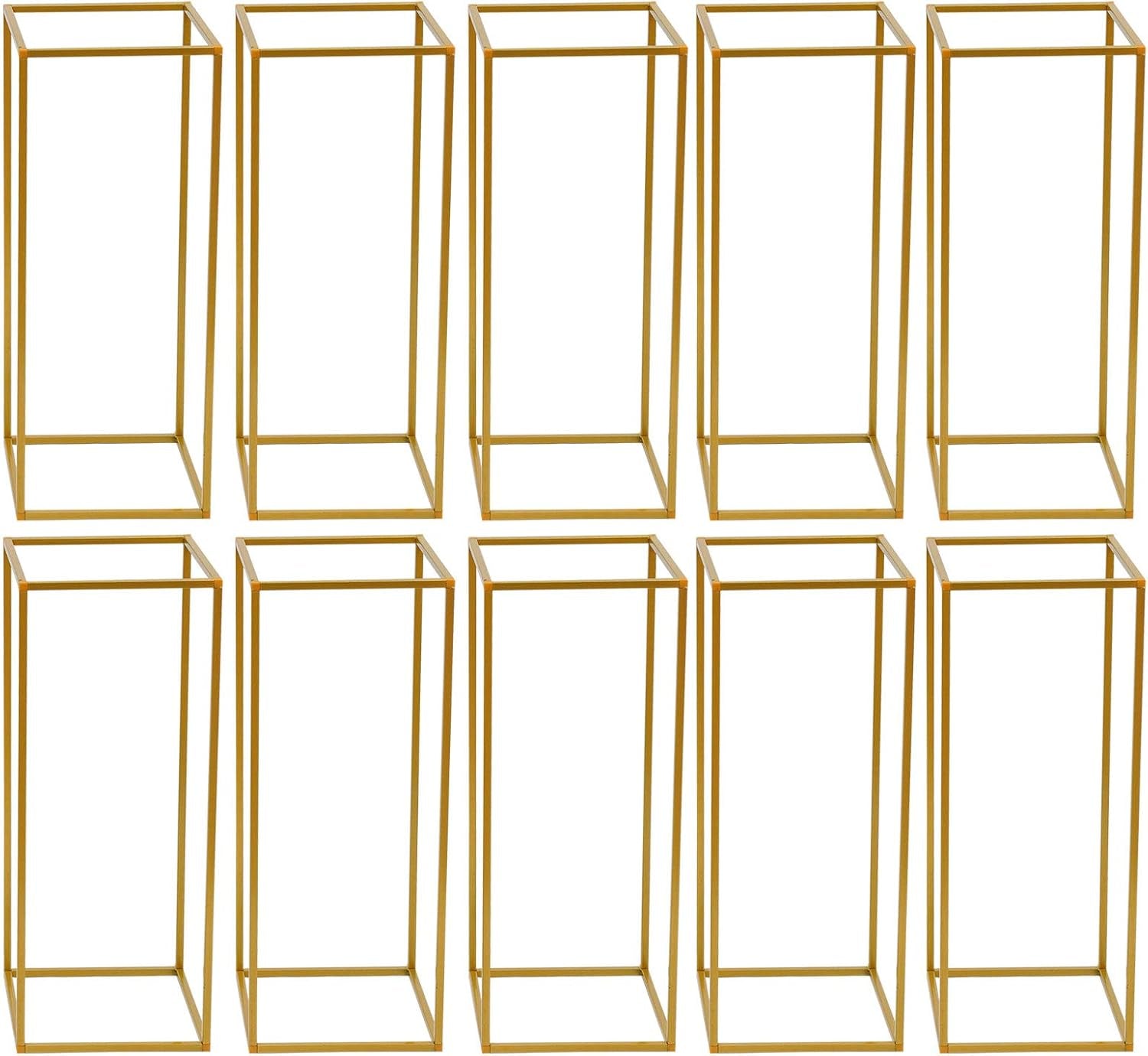 10Pcs Vases for Centerpieces Gold Wedding Flower Stand Wedding Arch Stand Metal Vase Column Stand Geometric Centerpiece Vase (Style3)