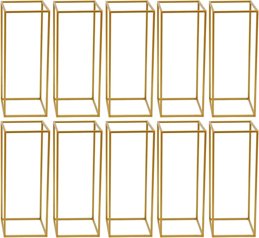 10Pcs Vases for Centerpieces Gold Wedding Flower Stand Wedding Arch Stand Metal Vase Column Stand Geometric Centerpiece Vase (Style3)