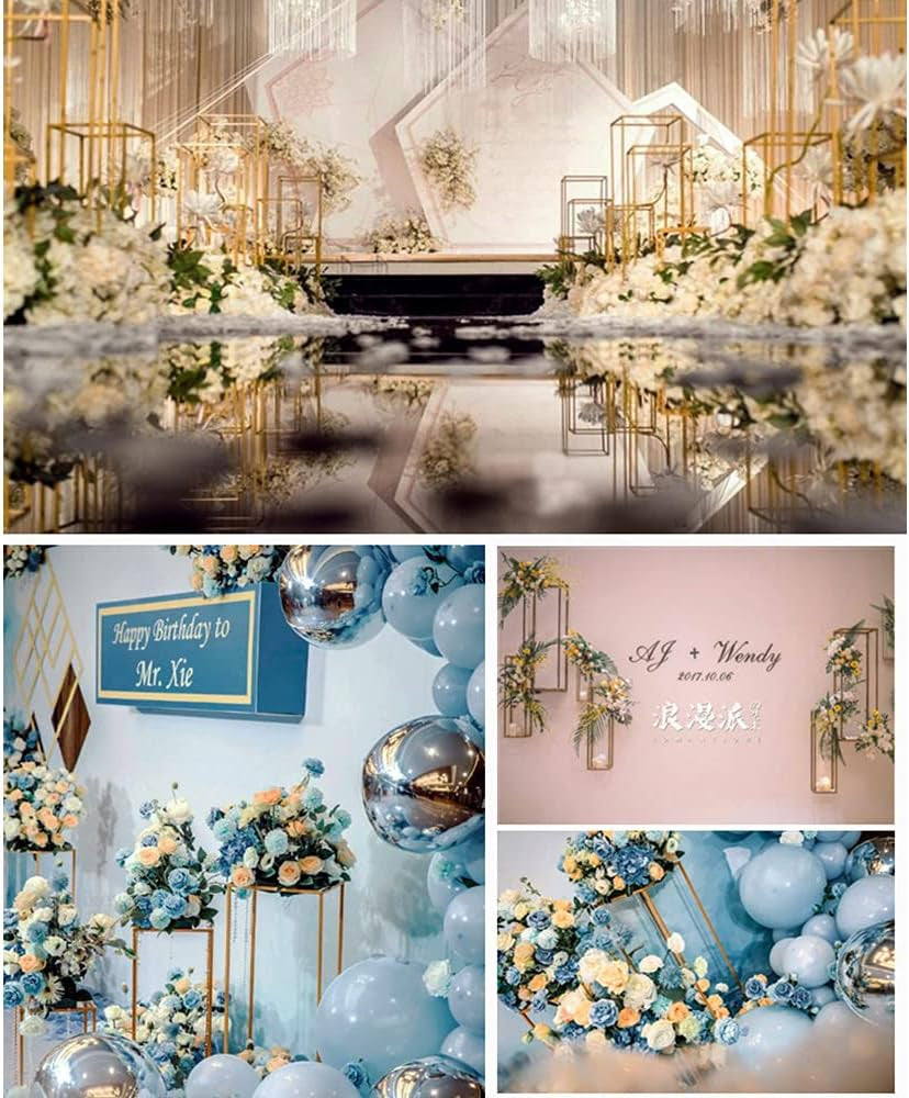 10Pcs Vases for Centerpieces Gold Wedding Flower Stand Wedding Arch Stand Metal Vase Column Stand Geometric Centerpiece Vase (Style3)