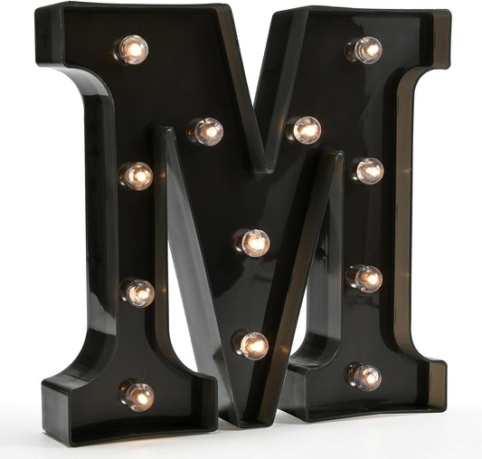 Light up Black Alphabet Marquee Letters Sign LED Marquee Number Lights Sign for Night Light Home Bar Christmas Party Lamp Wedding Birthday Decoration M