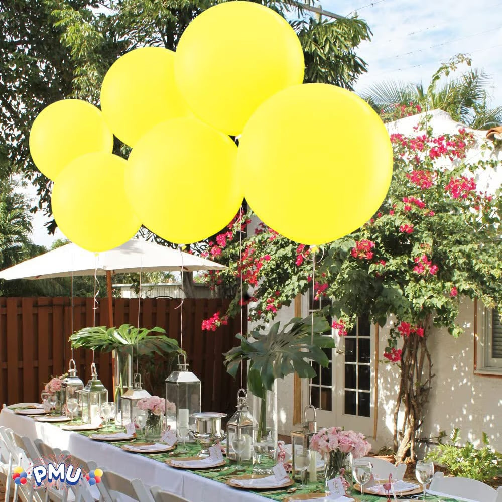 Premium Latex Balloons - Jumbo Size Balloons for Birthdays, Wedding Parties, Baby Shower, Indoor & Outdoor Party Events & Decoration Supplies - Made in USA, 36 Inch Canary Yellow, Pkg/12