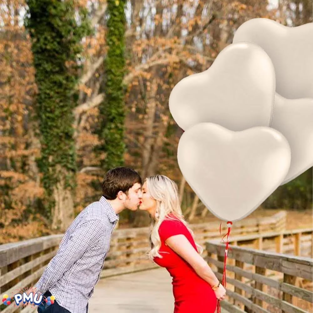 Premium Latex Balloons - Jumbo Size Balloons for Birthdays, Wedding Parties, Baby Shower, Indoor & Outdoor Party Events & Decoration Supplies - Made in USA, 36 Inch White Heart, Pkg/4