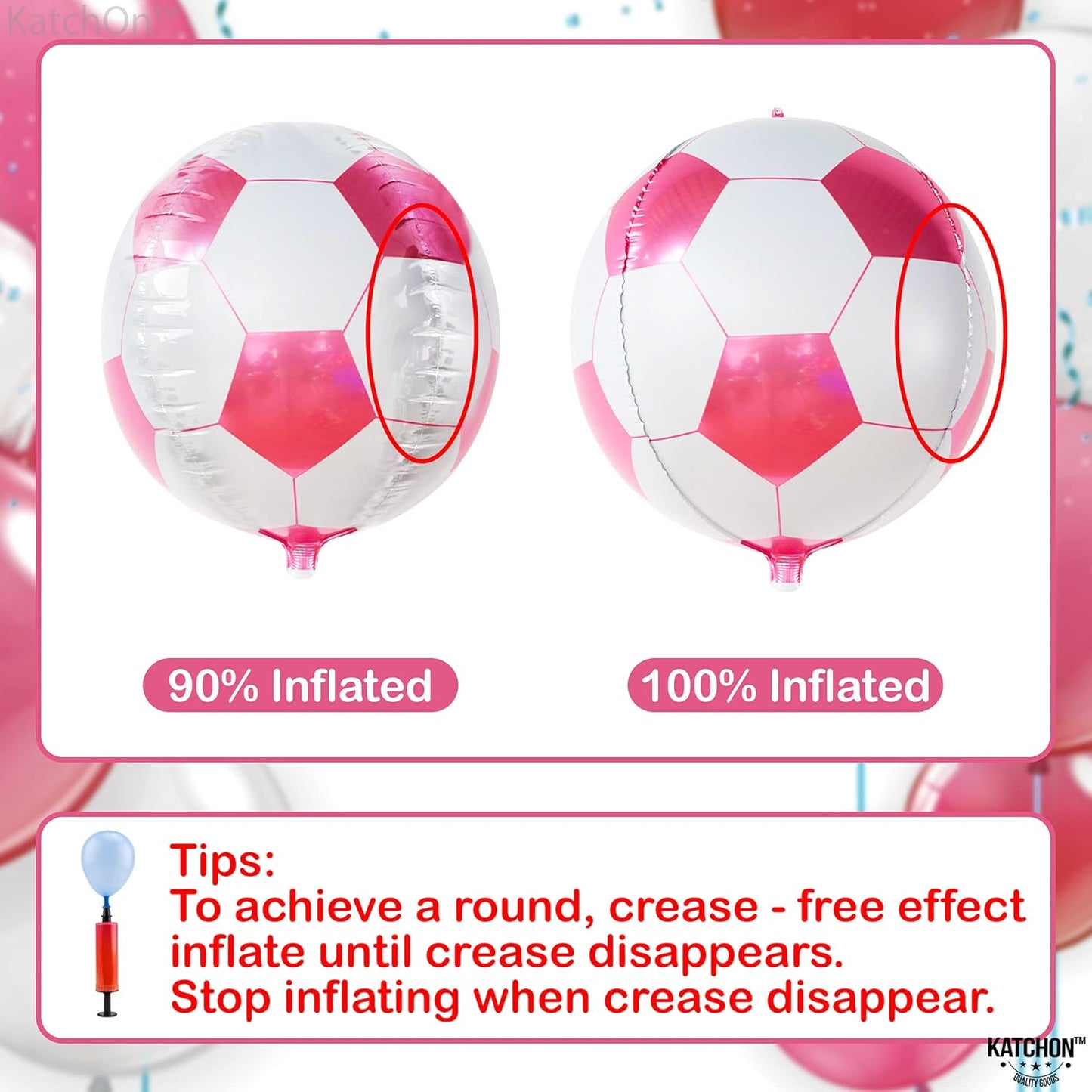 , Huge Pink Soccer Balloons - 22 Inch, Pack of 6 | Soccer Birthday Party Decorations, Sports Themed Party Decorations | Soccer Decorations for Party with Pink and White Balloons