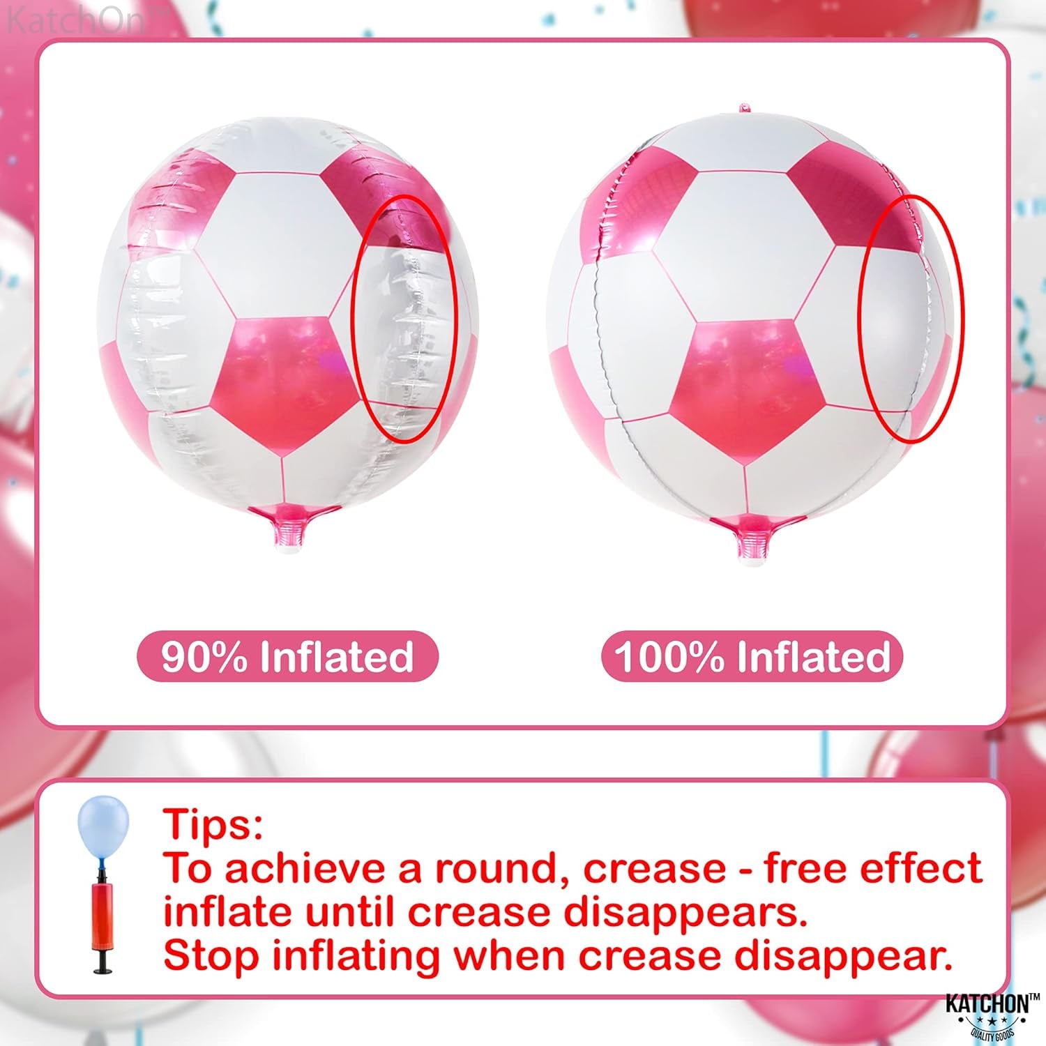 , Huge Pink Soccer Balloons - 22 Inch, Pack of 6 | Soccer Birthday Party Decorations, Sports Themed Party Decorations | Soccer Decorations for Party with Pink and White Balloons
