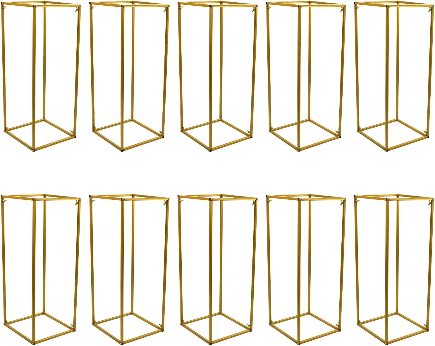 10Pcs Vases for Centerpieces Gold Wedding Flower Stand Wedding Arch Stand Metal Vase Column Stand Geometric Centerpiece Vase (Style3)