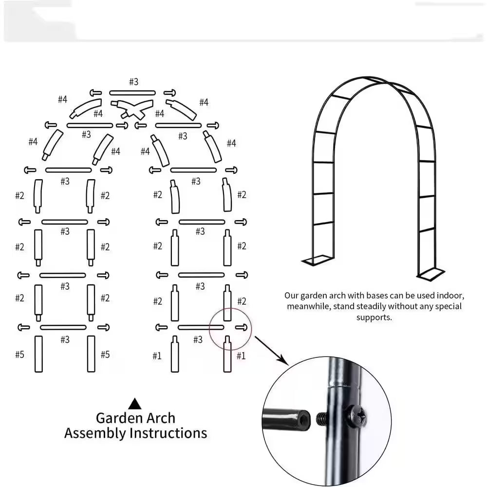 95 In. Metal Garden Arch Trellis for Party Decoration