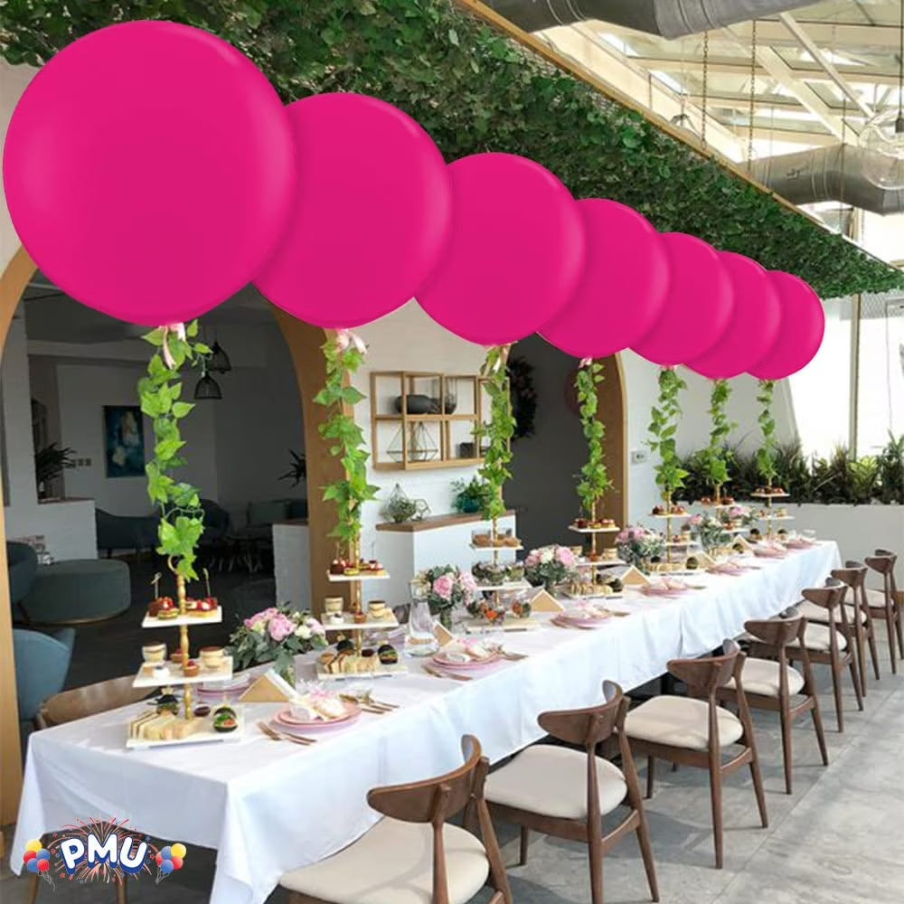 Premium Latex Balloons - Jumbo Size Balloons for Birthdays, Wedding Parties, Baby Shower, Indoor & Outdoor Party Events & Decoration Supplies - Made in USA, 36 Inch Hot Pink, Pkg/6