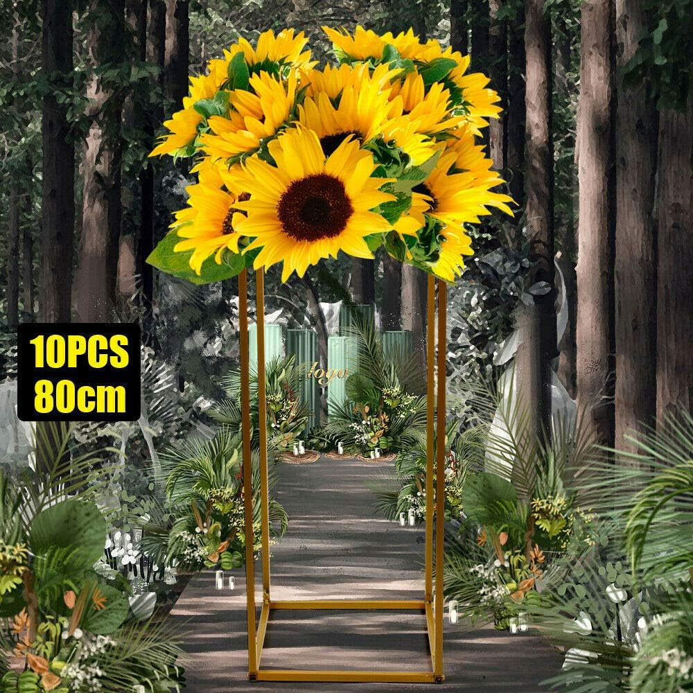 4/10 Pcs Gold Wedding Flower Stand Metal Vase Column Stand Geometric Centerpiece Vase (Style1)