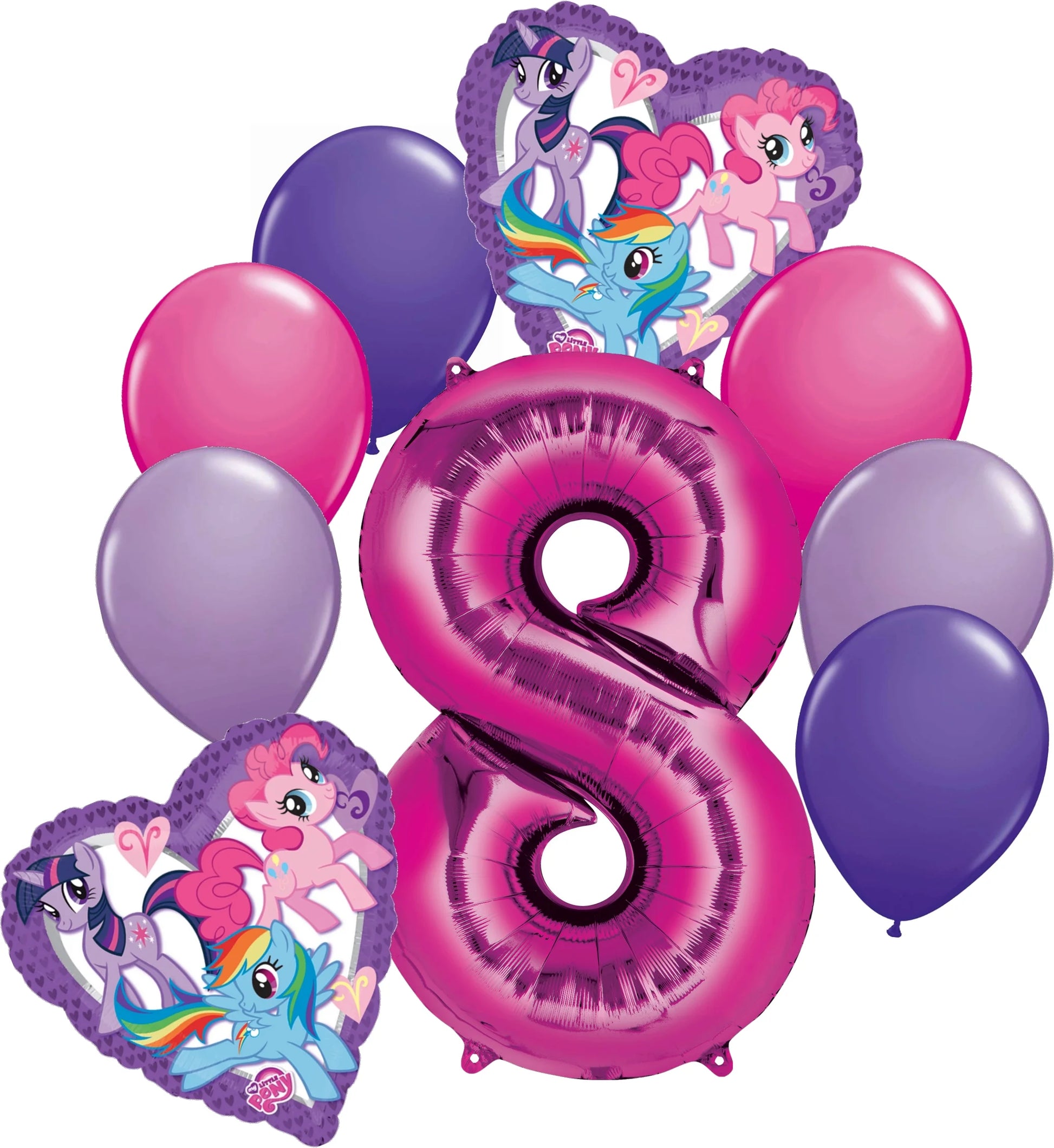 9 Pc My Little Pony Heart Balloon Bouquet 8Th Birthday Party Decoration Birthday