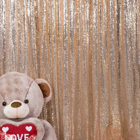 Champagne Sequin Backdrop Curtain 8Ft X 8Ft Glitter Photo Booth Backdrop for Party